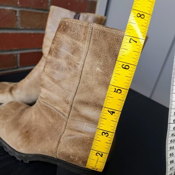 Retro Square Toe Boots Taupe Leather Gianni Bini - Picture 8 of 8